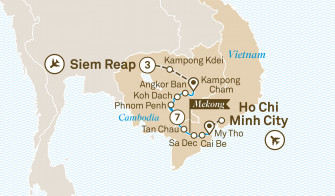 Маршрут круиза «Роскошный Меконг и храмы Ангкора»