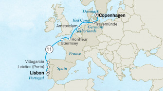 Маршрут круиза «Чудеса Европы: из Копенгагена в Лиссабон»