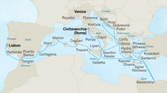 Маршрут круиза «Большое путешествие по Средиземноморью и египетские пирамиды»