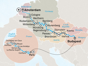 Маршрут круиза «Европа, сокровища Сены и Нормандия »