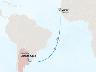 Маршрут круиза «Велнес-круиз из Африки в Южную Америку »